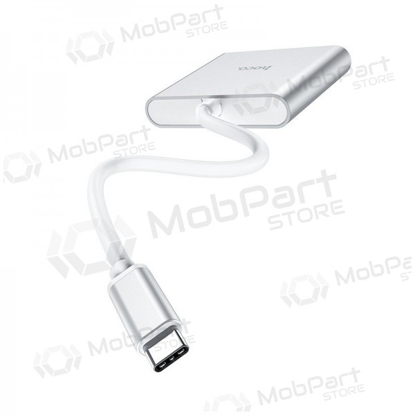 Adapter Hoco HB14 Type-C to USB-A+HDMI+Type-C sølvgrå
