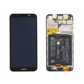 Huawei Y5 2018 skjerm (svart) (med ramme og batteri) (service pack) (original)