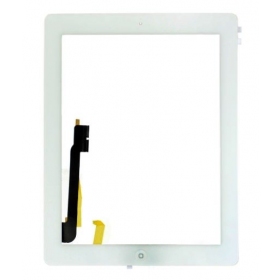 Apple iPad 4 berøringssensitivt glass med HOME-knapp og holdere (hvit)