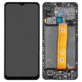 Samsung M127 Galaxy M12 2021 skjerm (svart) (med ramme) (service pack) (original)