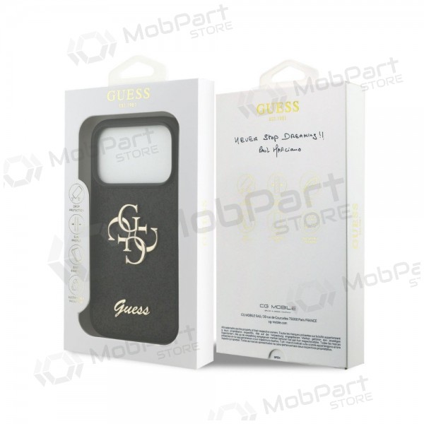Apple iPhone 18 Pro Max deksel -Guess PU Fixed Glitter 4G Metal Logo- (svart)