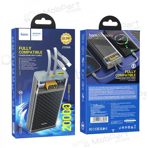 Powerbank Power Bank Hoco J104A Discovery Edition 22.5W 20000mAh grått