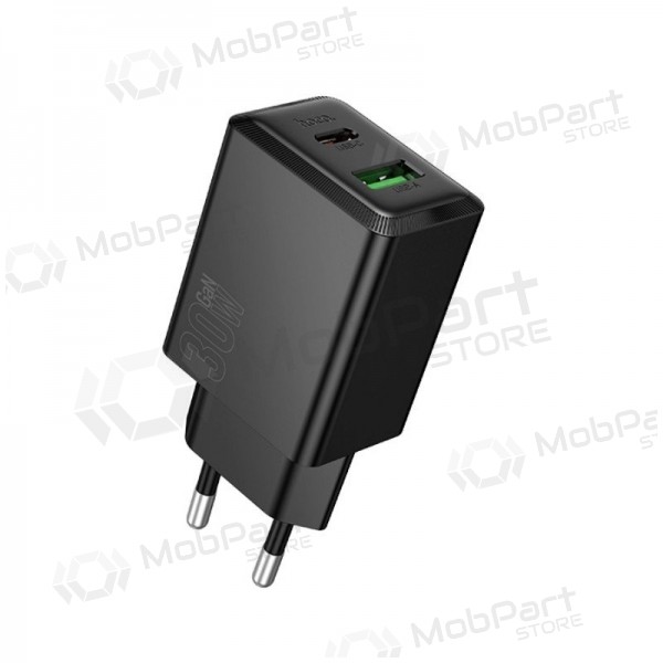 Telefonlader Hoco N71 30 W GaN USB-C + USB-A svart