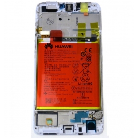 Huawei P Smart 2017 skjerm (hvit) (med ramme og batteri) (service pack) (original)
