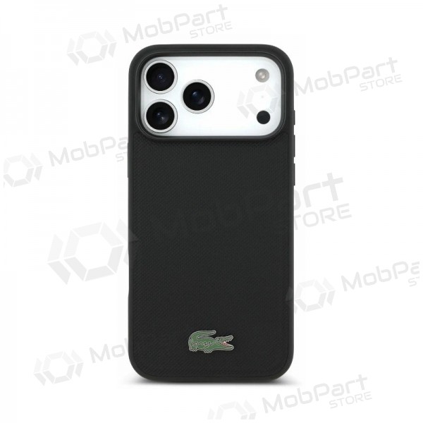 Apple iPhone 18 Pro Max deksel - Lacoste PVC Petit Pique Semi Wrap Embossed MagSafe (svart)