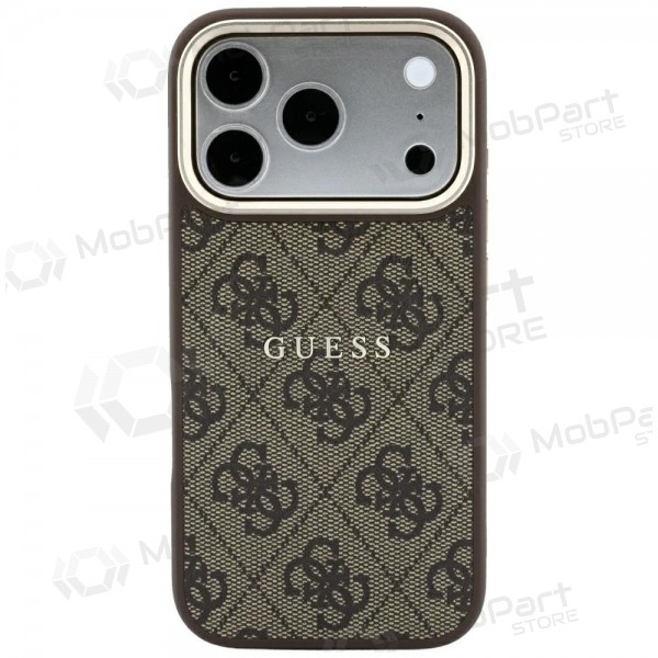 Apple iPhone 18 Pro Max deksel - Guess PU Leather 4G Gold Frame Embossed MagSafe (brun)