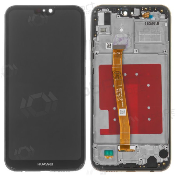Huawei P20 Lite skjerm (svart) (med ramme) (brukt grade B, original)