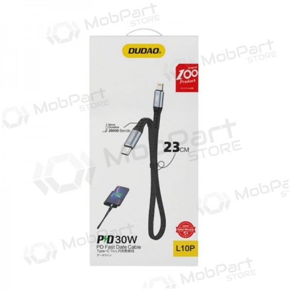 Lightning-kabel Dudao L10P USB-C til Lightning 0.23 m 20 W svart