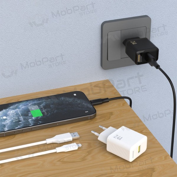 Telefonlader Dudao A23L 12 W USB-A med USB-A til Lightning-kabel 1 m svart