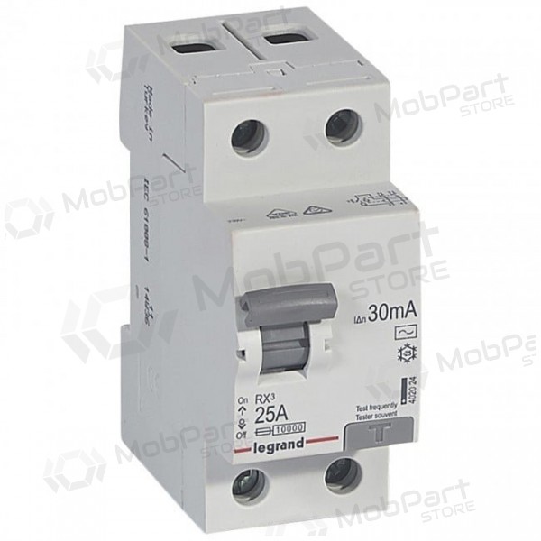Jordfeilrelé RCD RX Legrand 402024 (AC, 25A, 2P, 30mA, 230V)