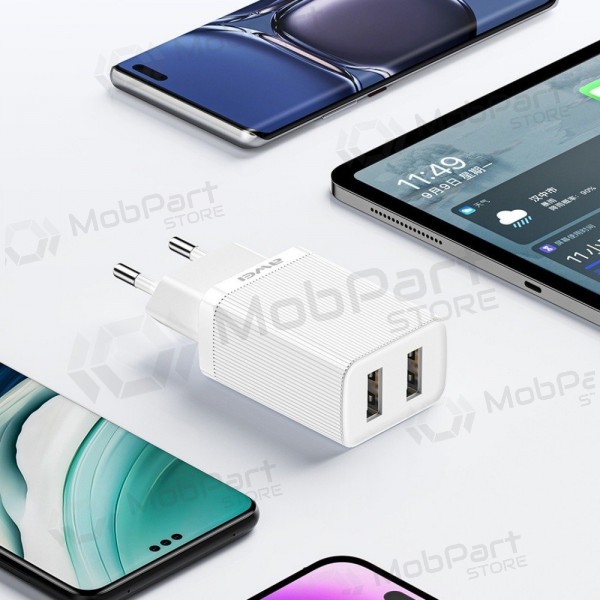 Lader Awei C15L-EU 2xUSB-A 10W + USB to Lightning cable hvit