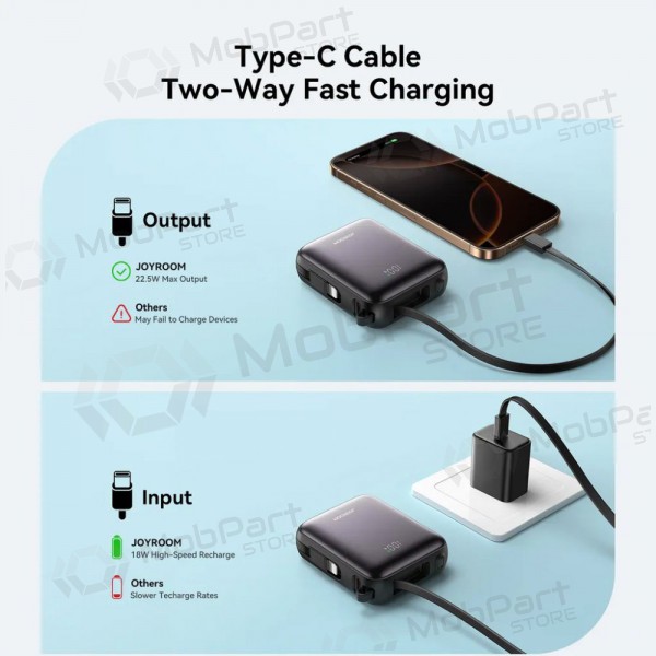 Powerbank Power Bank Joyroom JR-PBF27 22.5W Mini 10000mAh svart Powerbank Power Bank Joyroom JR-PBF27 22.5W Mini 10000mAh svart