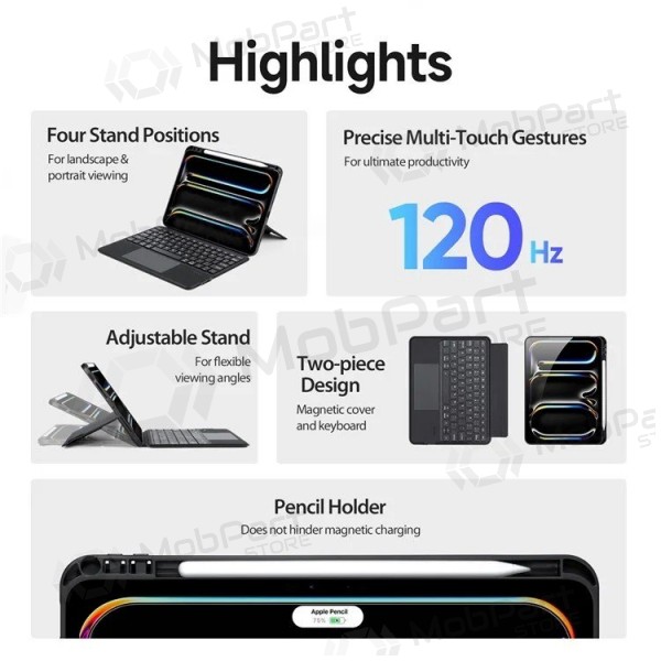Apple iPad Pro 11 2024, 2025 deksel med tastatur - Dux Ducis DK (svart)