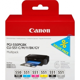 Canon PGI-550/CLI-551 (6496B005) Blekkpatronsett, PGBK/C/M/Y/BK/GY