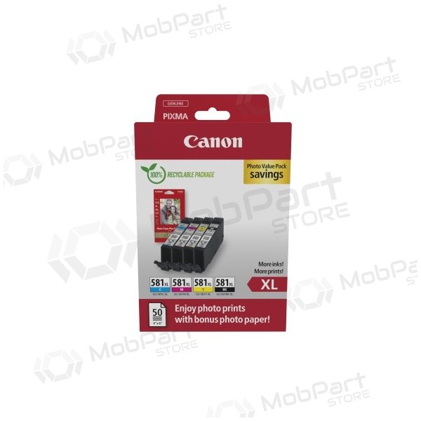 Canon CLI-581XL (2052C004) fotoverdipakke blekkpatronsett, C/M/Y/BK