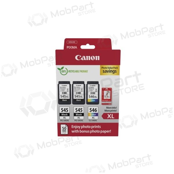 Canon PG-545XL/CL-546XL (8286B015) fotoverdipakke blekkpatronsett, BK/CMY