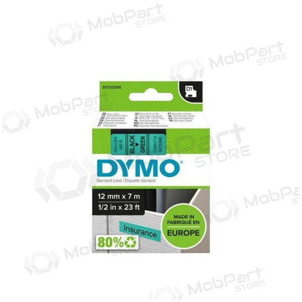Dymo 45019 (S0720590) tape 12mm x 7m, Black on Green