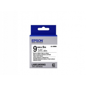 Epson etikettkassett LK-3WBW sterkt lim svart på hvit 9 mm (9 m)