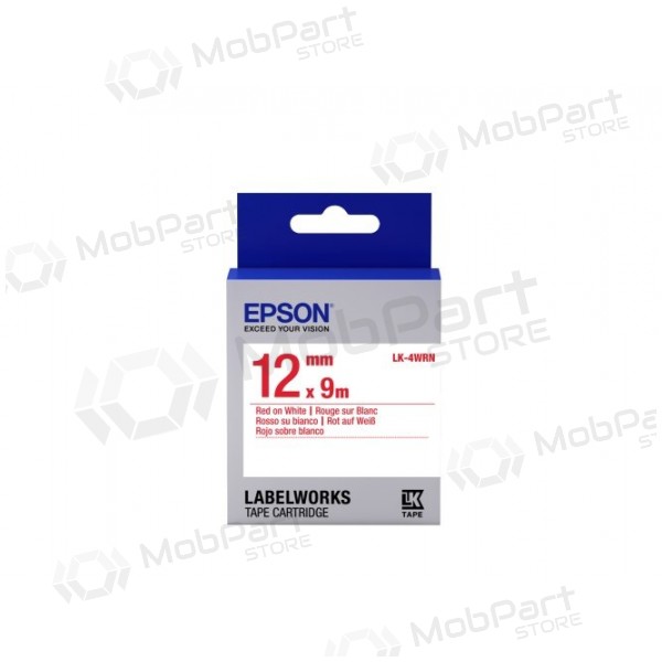 Epson LK-4WRN (C53S654011) etikettkassett standard, rød på hvit 12mm (9m)