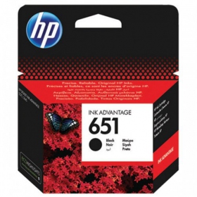 - HP No.651 (C2P10AE), svart blekkpatron for blekkskrivere, 600 sider.
