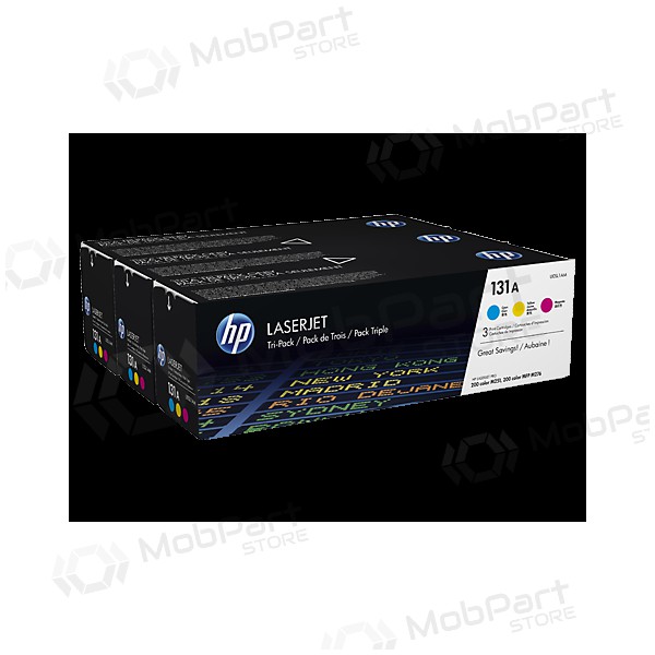 HP 131A (U0SL1AM) (CF211A+CF212A+CF213A), asurblå, , gul patron for laserskrivere, 5400 sider.