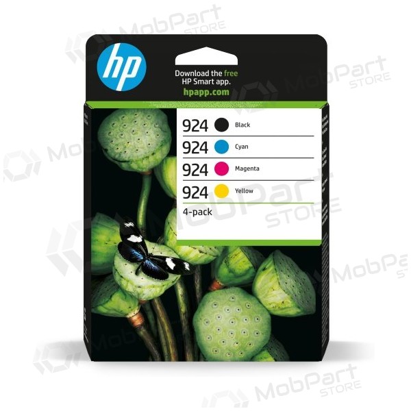 HP 924 CMYK 4-pak (6C3Z1NE) blekkpatronsett, BK/C/M/Y