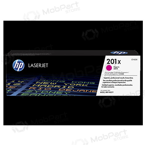 - HP No.201X HC (CF403X), lilla tonerkassett for laserskrivere, 2300 sider.