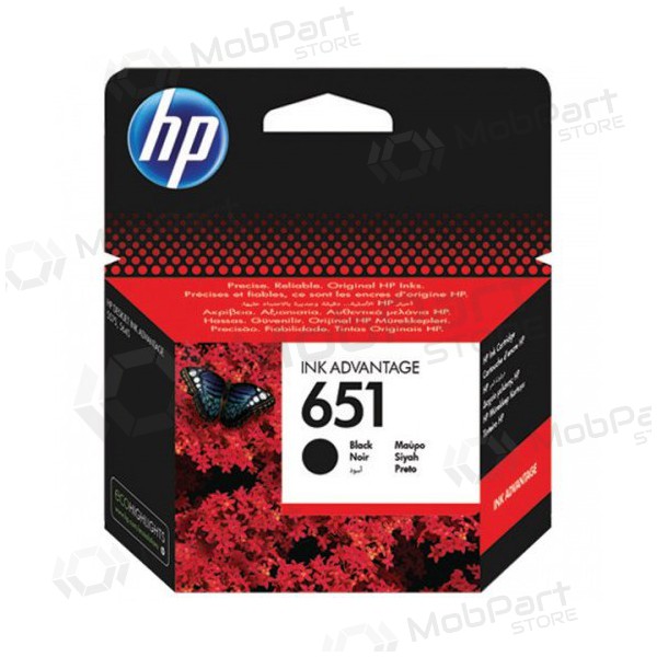 - HP No.651 (C2P10AE), svart blekkpatron for blekkskrivere, 600 sider.