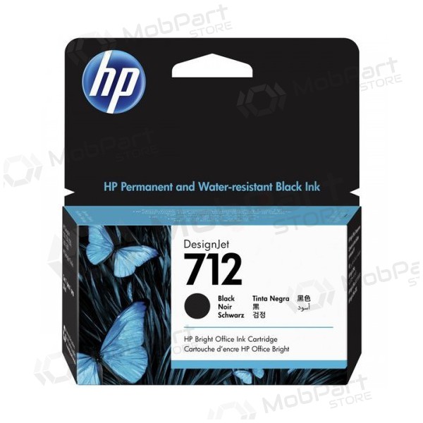 HP No.712 (3ED70A), svart blekkpatron for blekkskrivere, 29 ml.
