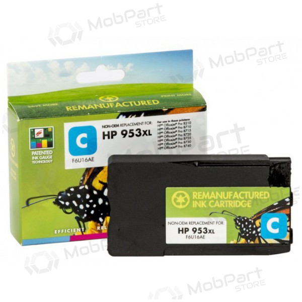 Uoriginal Static Control HP nr. 953 XL (F6U16AE) Ny chip, cyan patron for blekkskrivere, 1600 sider.